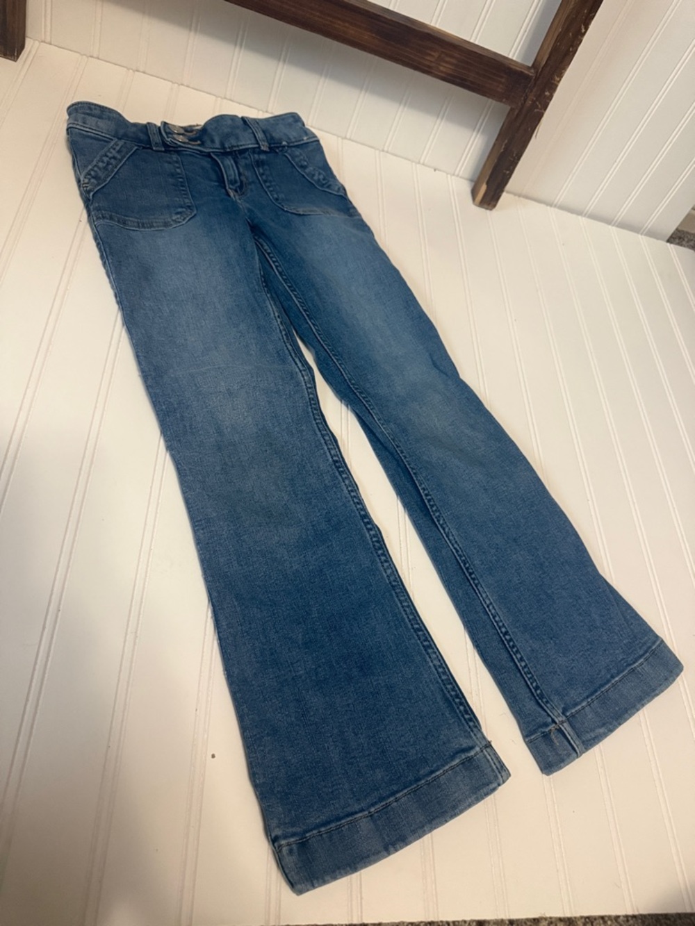 abercrombie kids Medium Blue Low-Rise Flare Jeans